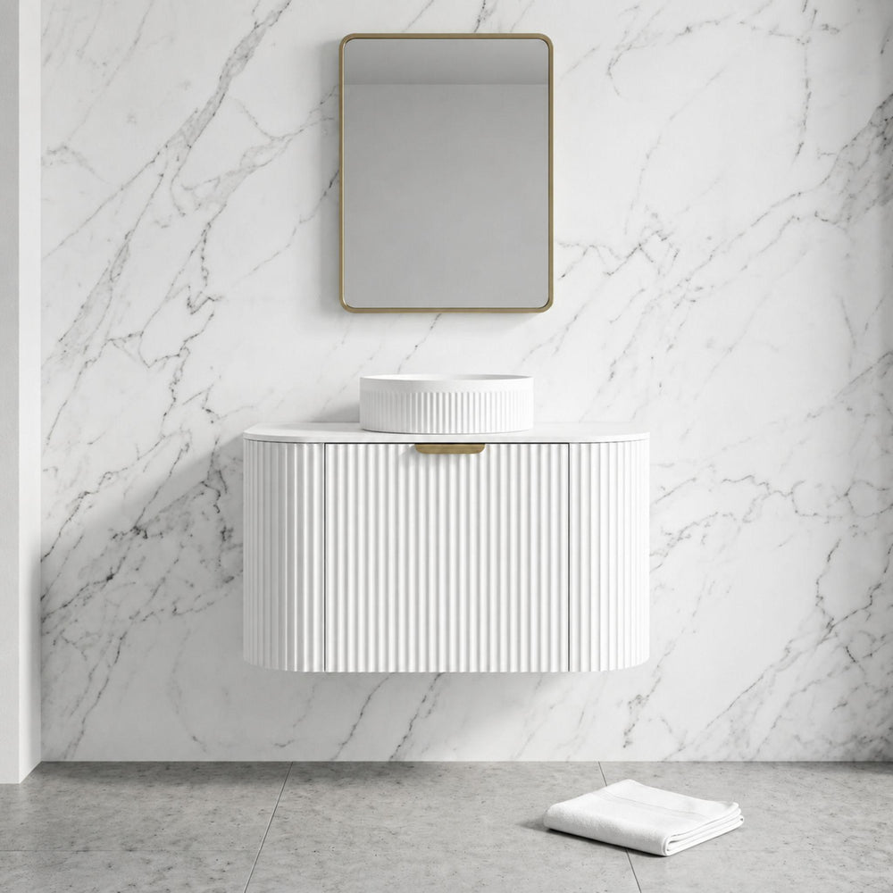 LUKKA AGENA MODERN MATTE WHITE 750MM SINGLE BOWL WALL HUNG VANITY