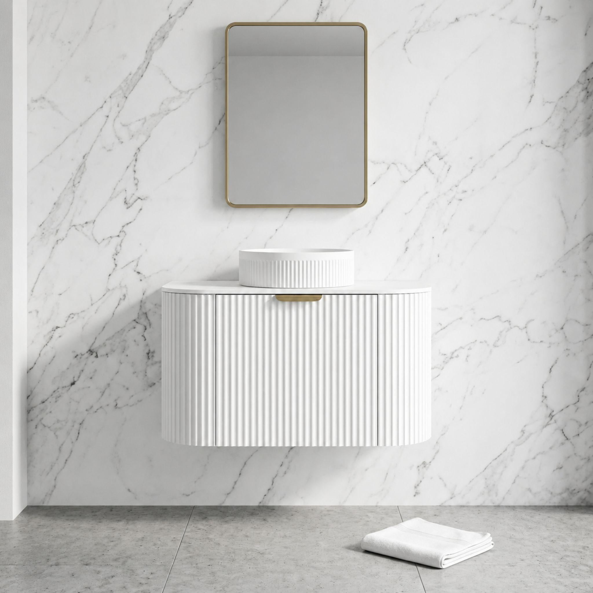 LUKKA AGENA MODERN MATTE WHITE 750MM SINGLE BOWL WALL HUNG VANITY