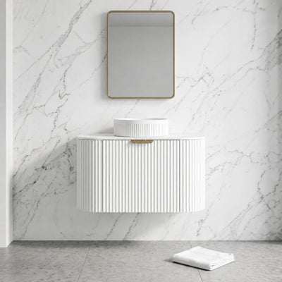 LUKKA AGENA MODERN MATTE WHITE 750MM SINGLE BOWL WALL HUNG VANITY