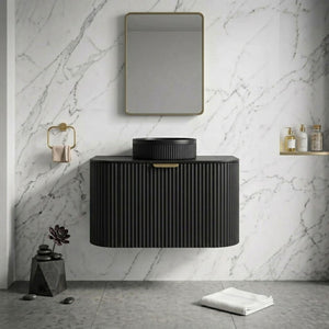 LUKKA AGENA MODERN MATTE BLACK 750MM SINGLE BOWL WALL HUNG VANITY