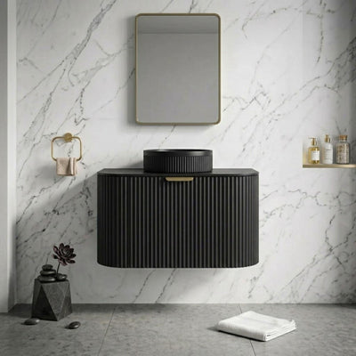 LUKKA AGENA MODERN MATTE BLACK 750MM SINGLE BOWL WALL HUNG VANITY