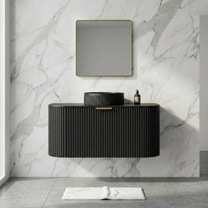 LUKKA AGENA MODERN MATTE BLACK 900MM SINGLE BOWL WALL HUNG VANITY