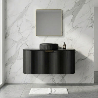 LUKKA AGENA MODERN MATTE BLACK 900MM SINGLE BOWL WALL HUNG VANITY
