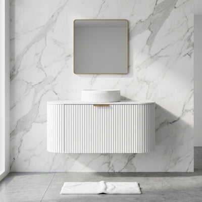 LUKKA AGENA MODERN MATTE WHITE 900MM SINGLE BOWL WALL HUNG VANITY