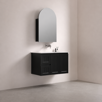 LUKKA ALLISON MATTE BLACK MIRROR SHAVING CABINET 600MM