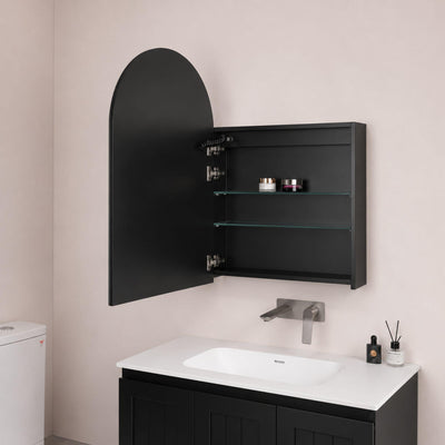 LUKKA ALLISON MATTE BLACK MIRROR SHAVING CABINET 600MM