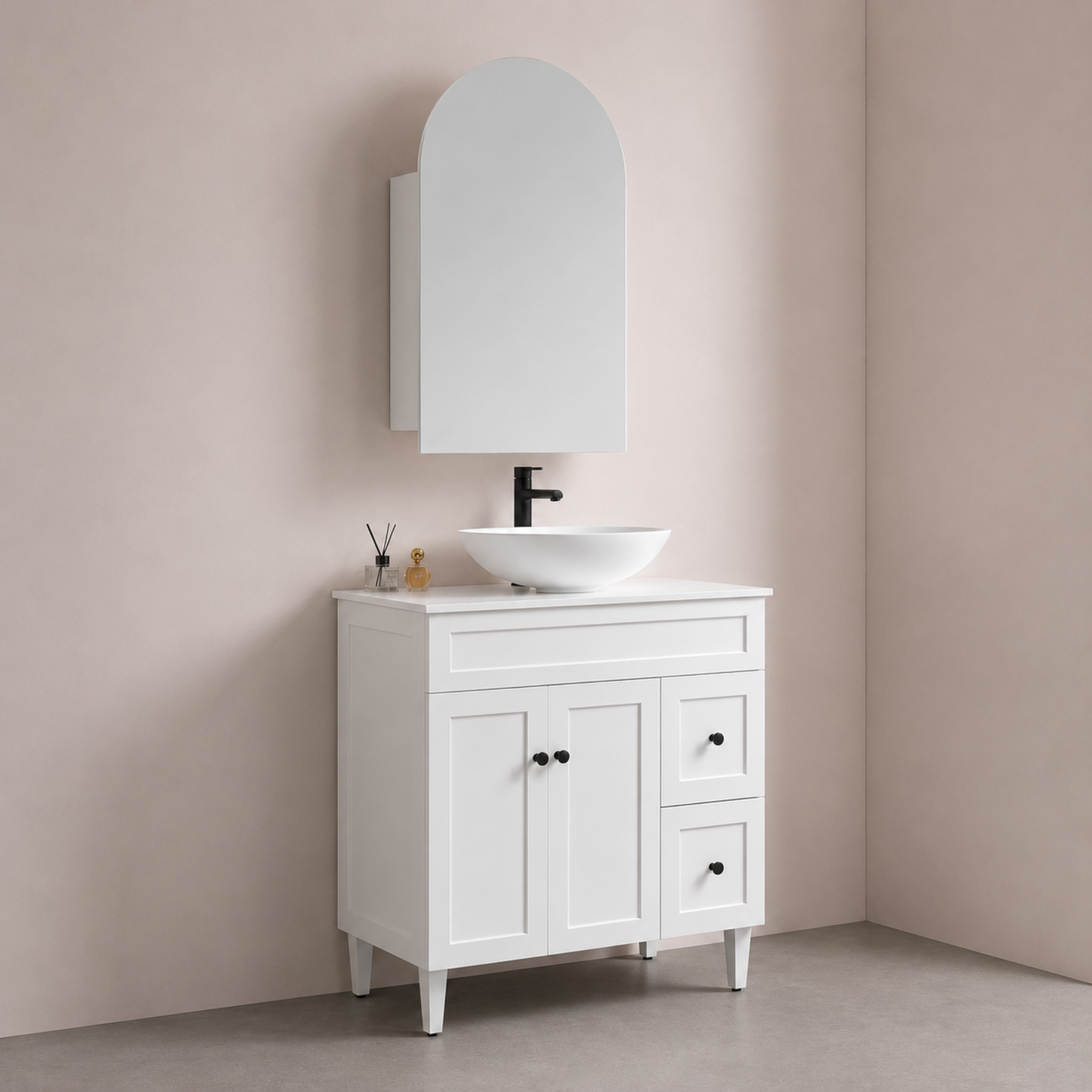 LUKKA ALLISON MATTE WHITE MIRROR SHAVING CABINET 600MM