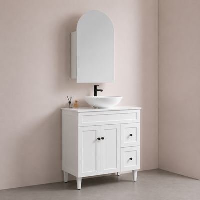 LUKKA ALLISON MATTE WHITE MIRROR SHAVING CABINET 600MM