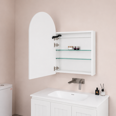 LUKKA ALLISON MATTE WHITE MIRROR SHAVING CABINET 600MM