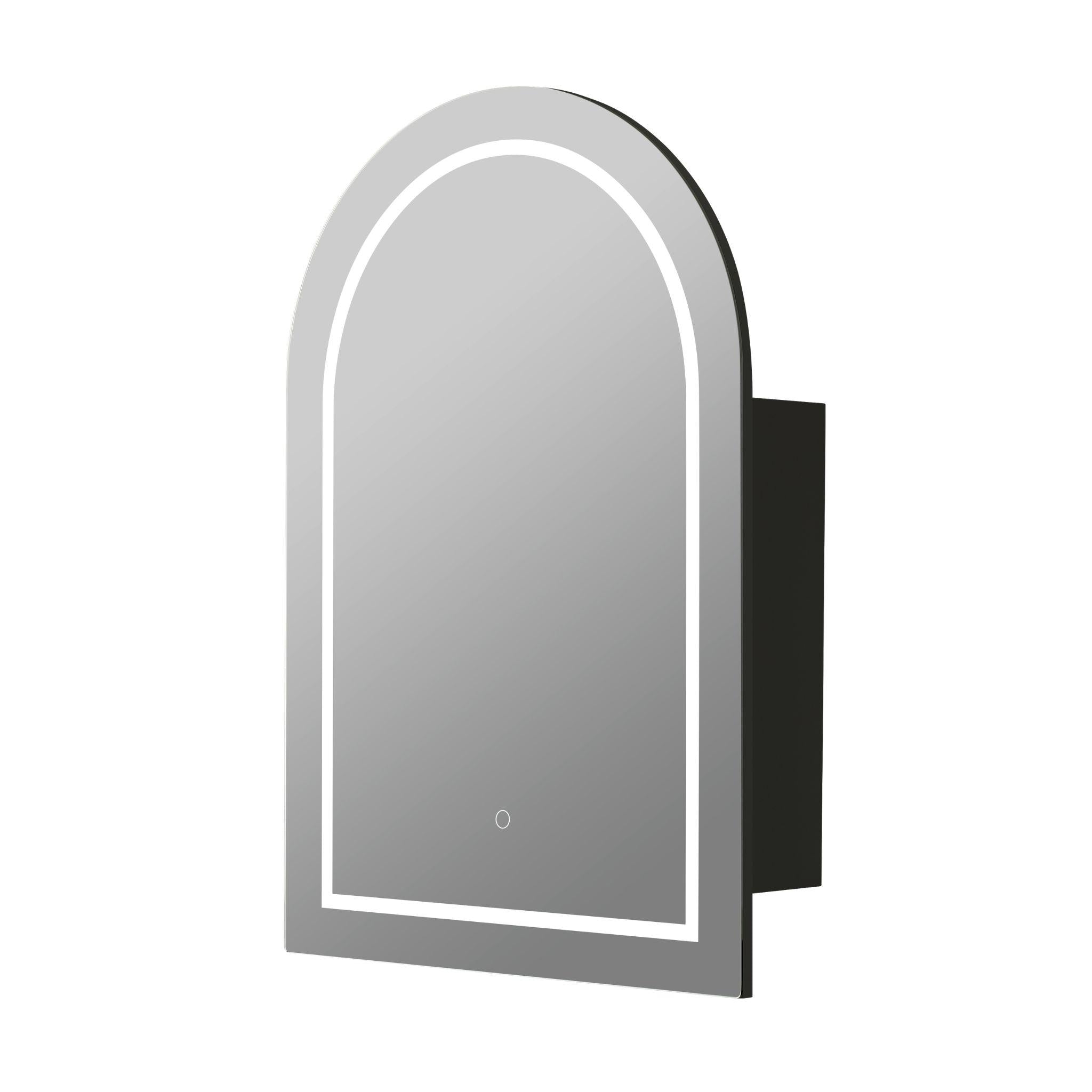 LUKKA ALLISON MATTE BLACK LED MIRROR SHAVING CABINET 600MM
