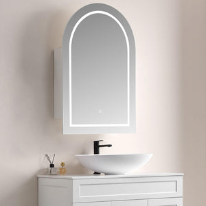 LUKKA ALLISON MATTE WHITE LED MIRROR SHAVING CABINET 600MM