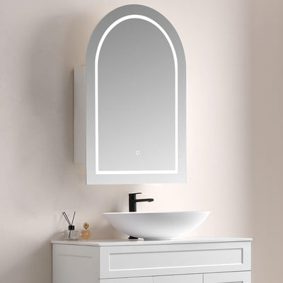 LUKKA ALLISON MATTE WHITE LED MIRROR SHAVING CABINET 600MM