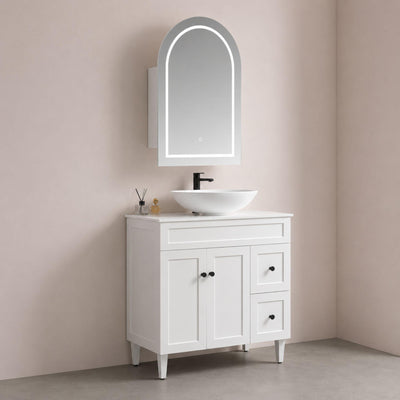 LUKKA ALLISON MATTE WHITE LED MIRROR SHAVING CABINET 600MM