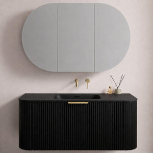 LUKKA ALLISON MATTE BLACK MIRROR SHAVING CABINET 1200MM