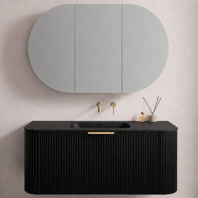 LUKKA ALLISON MATTE BLACK MIRROR SHAVING CABINET 1200MM