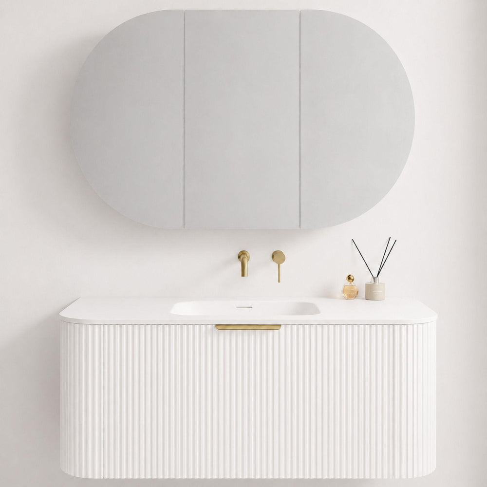 LUKKA ALLISON MATTE WHITE MIRROR SHAVING CABINET 1200MM
