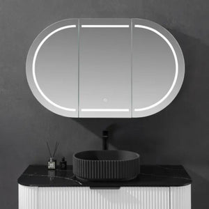 LUKKA ALLISON MATTE WHITE LED MIRROR SHAVING CABINET 1200MM