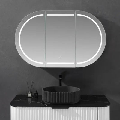 LUKKA ALLISON MATTE WHITE LED MIRROR SHAVING CABINET 1200MM