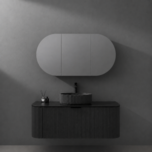 LUKKA ALLISON MATTE BLACK MIRROR SHAVING CABINET 1500MM