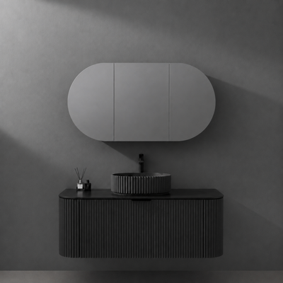 LUKKA ALLISON MATTE BLACK MIRROR SHAVING CABINET 1500MM