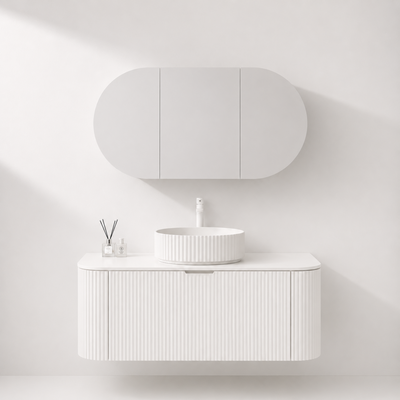 LUKKA ALLISON MATTE WHITE MIRROR SHAVING CABINET 1500MM