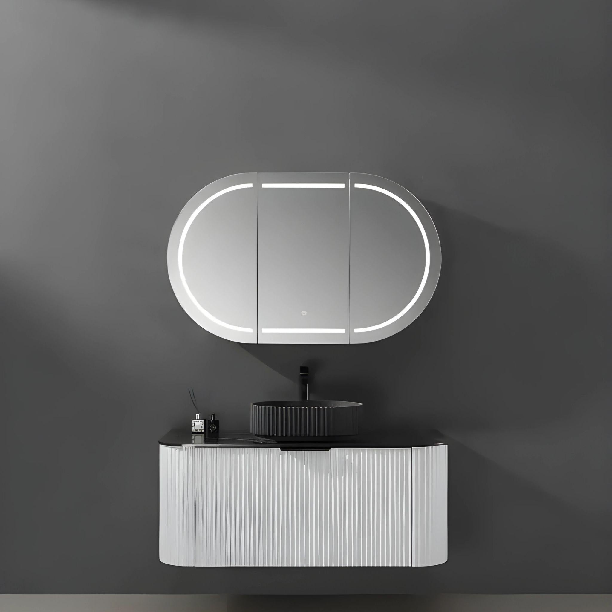 LUKKA ALLISON MATTE WHITE LED MIRROR SHAVING CABINET 1500MM
