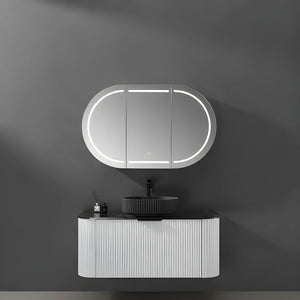 LUKKA ALLISON MATTE WHITE LED MIRROR SHAVING CABINET 1500MM