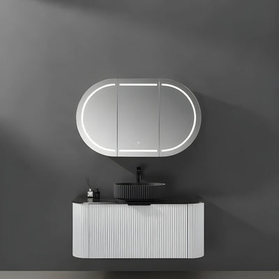 LUKKA ALLISON MATTE WHITE LED MIRROR SHAVING CABINET 1500MM