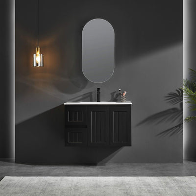 LUKKA ALLISON MATTE BLACK MIRROR SHAVING CABINET 450MM