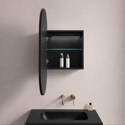 LUKKA ALLISON MATTE BLACK MIRROR SHAVING CABINET 450MM