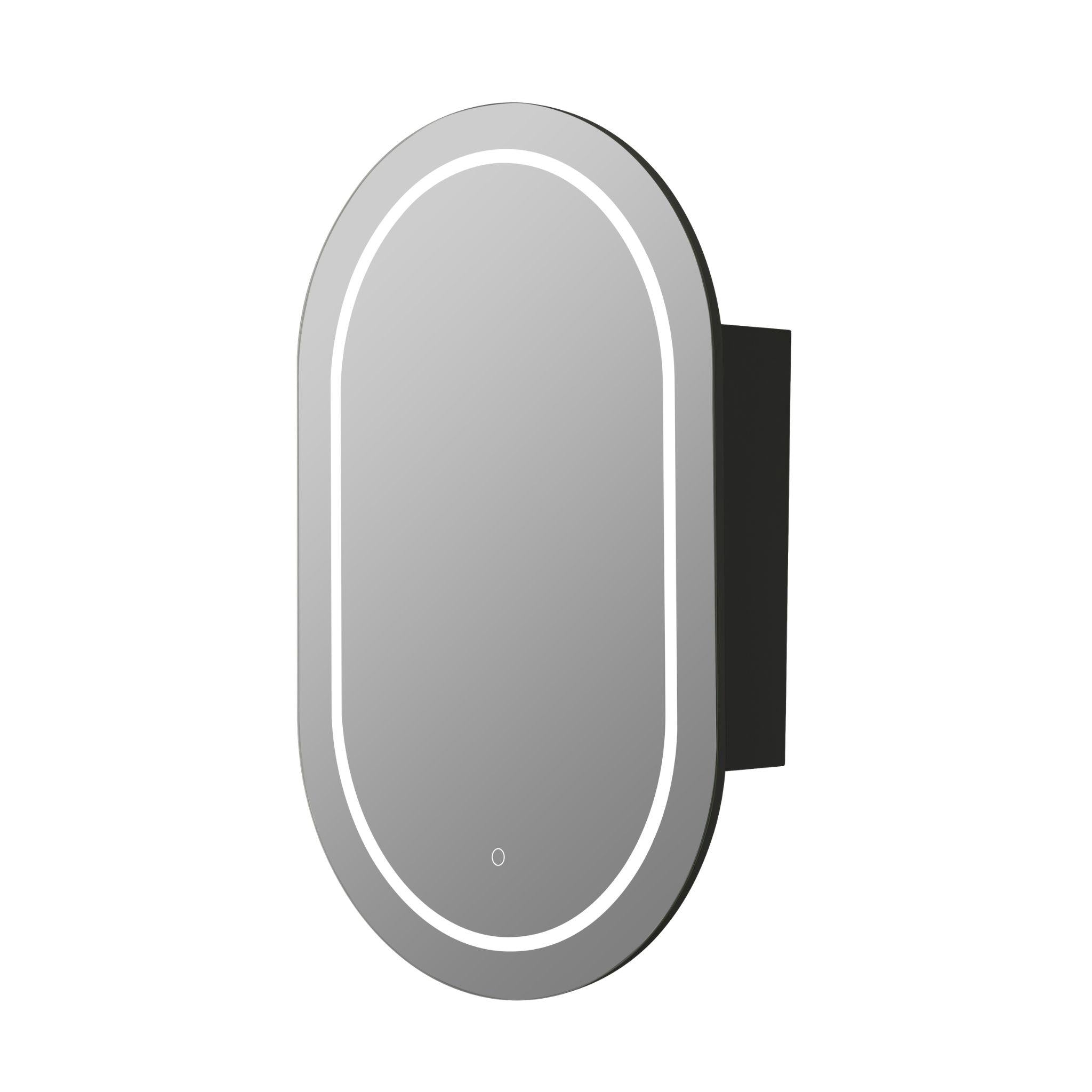 LUKKA ALLISON MATTE BLACK LED MIRROR SHAVING CABINET 450MM