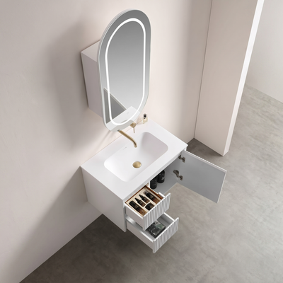 LUKKA ALLISON MATTE WHITE LED MIRROR SHAVING CABINET 450MM