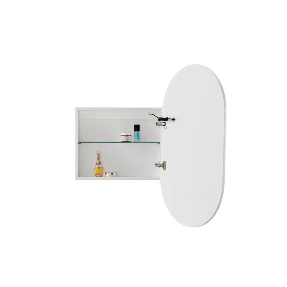 LUKKA ALLISON MATTE WHITE LED MIRROR SHAVING CABINET 450MM