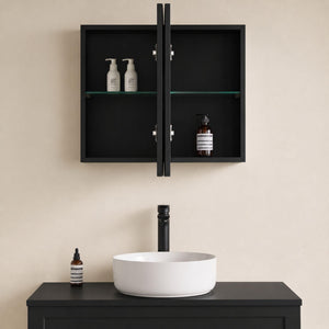 LUKKA ALLISON MATTE BLACK MIRROR SHAVING CABINET 900MM
