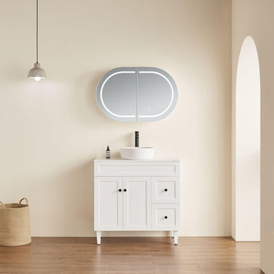 LUKKA ALLISON MATTE WHITE LED MIRROR SHAVING CABINET 900MM