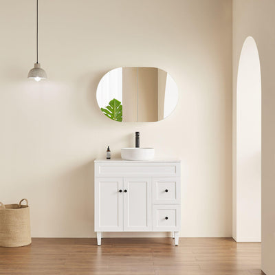 LUKKA ALLISON MATTE WHITE MIRROR SHAVING CABINET 900MM