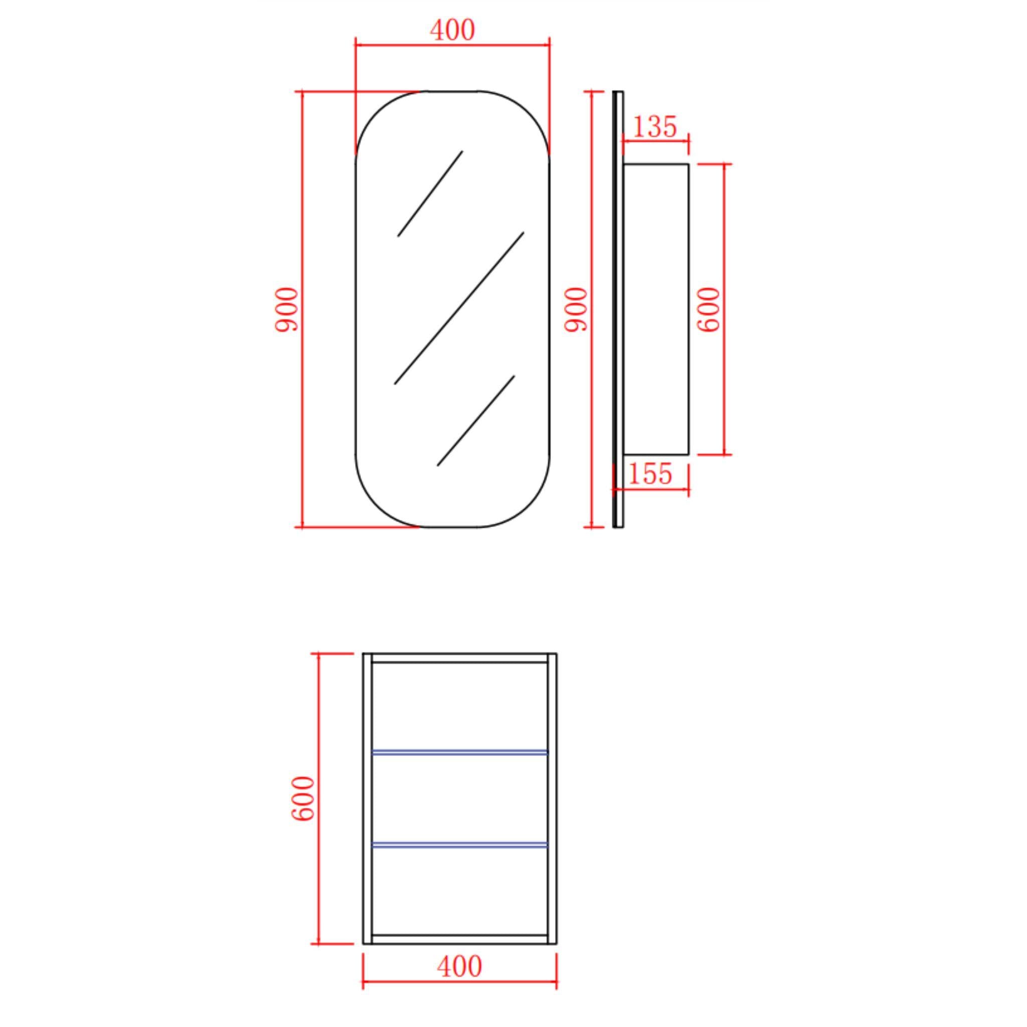 LUKKA ALLISON MATTE WHITE MIRROR SHAVING CABINET 400MM