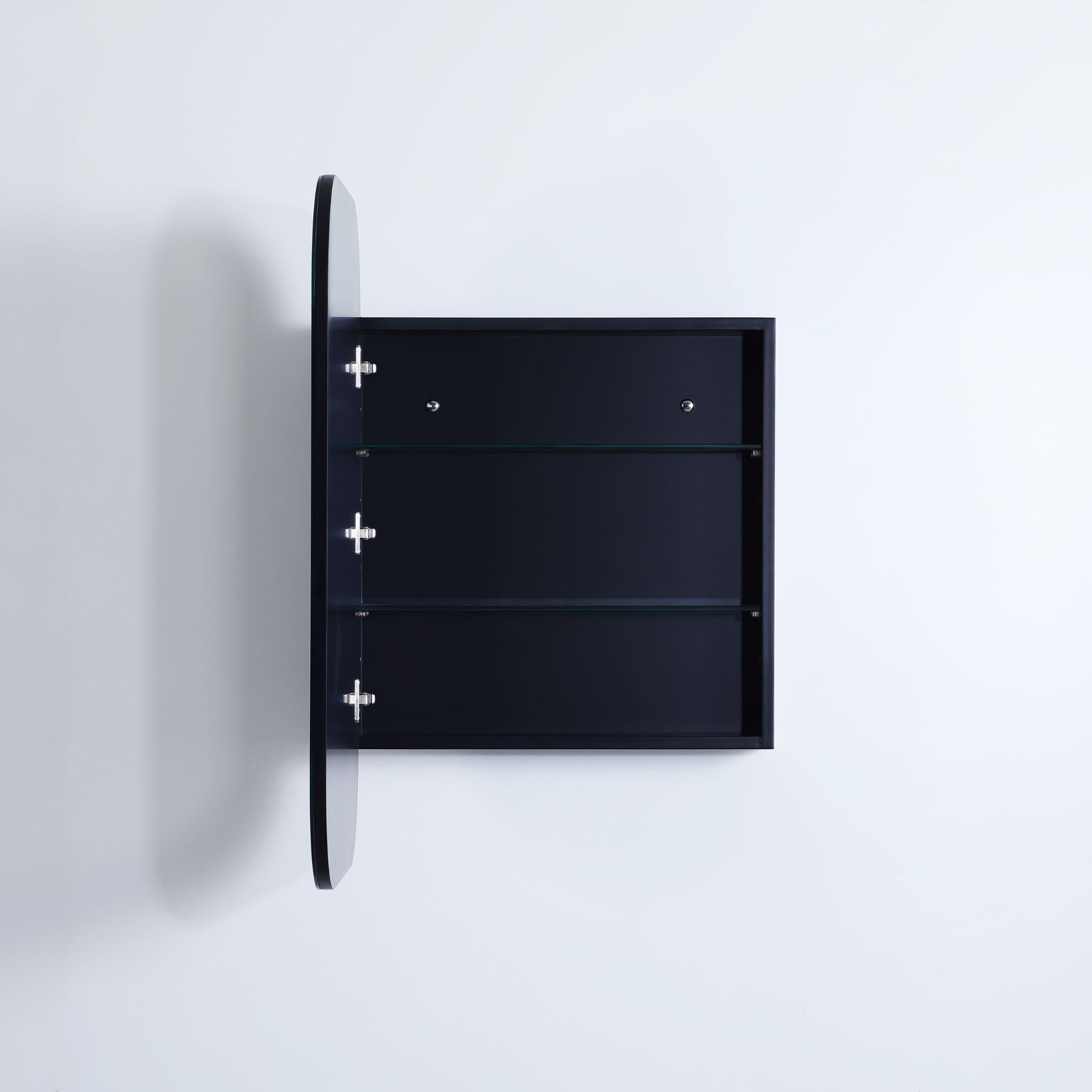 LUKKA ALLISON MATTE BLACK RECTANGULAR MIRROR SHAVING CABINET 600MM