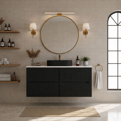 LUKKA CABARITA MODERN MATTE BLACK 1200MM SINGLE BOWL WALL HUNG VANITY