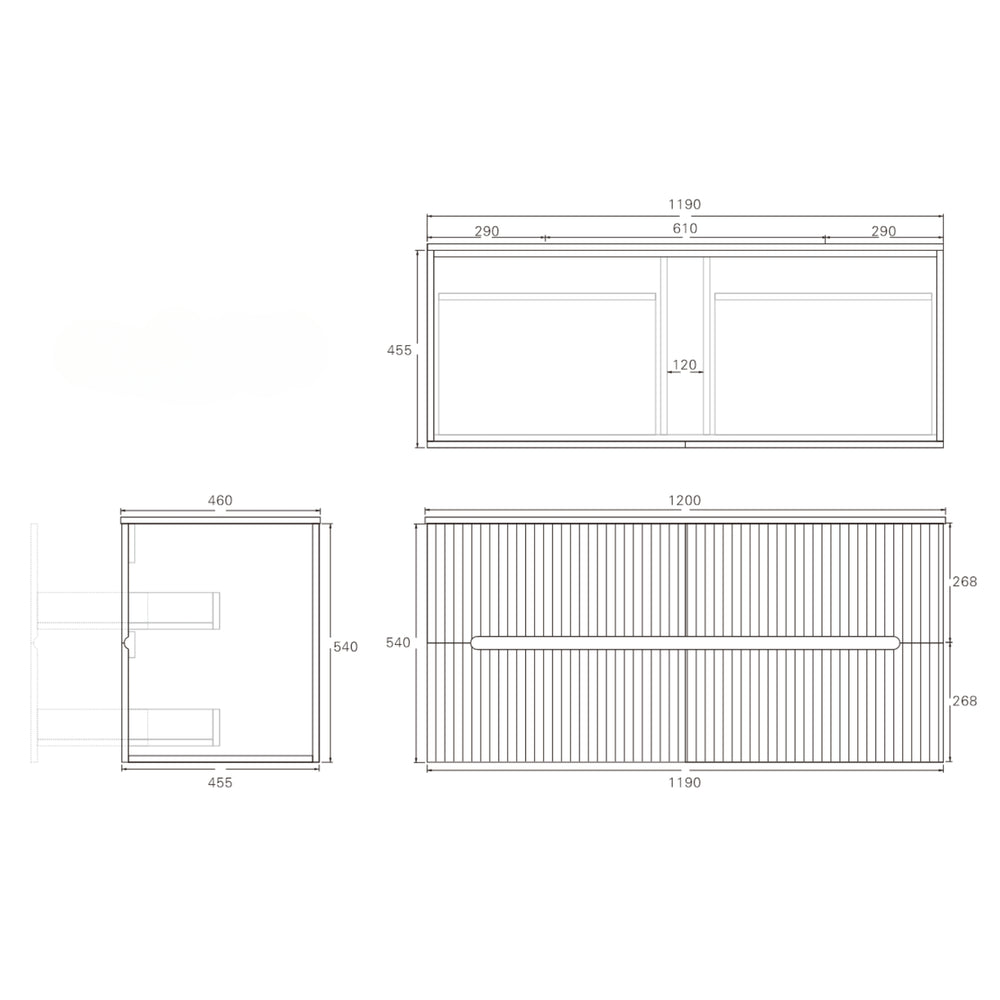 LUKKA CABARITA MODERN MATTE BLACK 1200MM SINGLE BOWL WALL HUNG VANITY