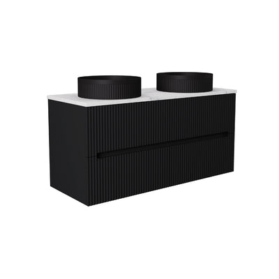 LUKKA CABARITA MODERN MATTE BLACK 1200MM DOUBLE BOWL WALL HUNG VANITY