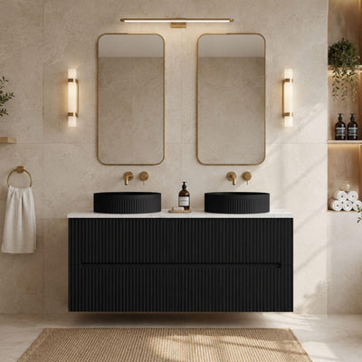 LUKKA CABARITA MODERN MATTE BLACK 1200MM DOUBLE BOWL WALL HUNG VANITY