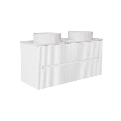 LUKKA CABARITA MATTE WHITE 1200MM DOUBLE BOWL WALL HUNG VANITY