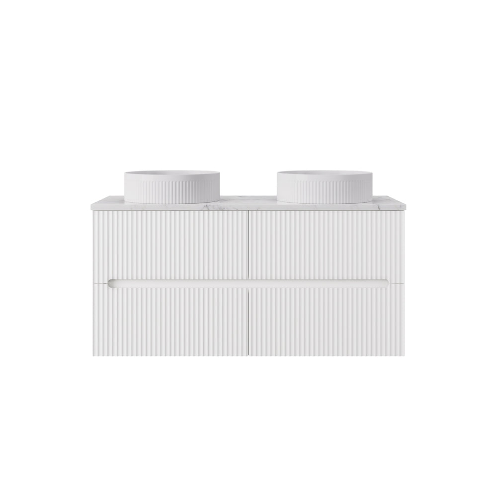 LUKKA CABARITA MODERN MATTE WHITE 1200MM DOUBLE BOWL WALL HUNG VANITY