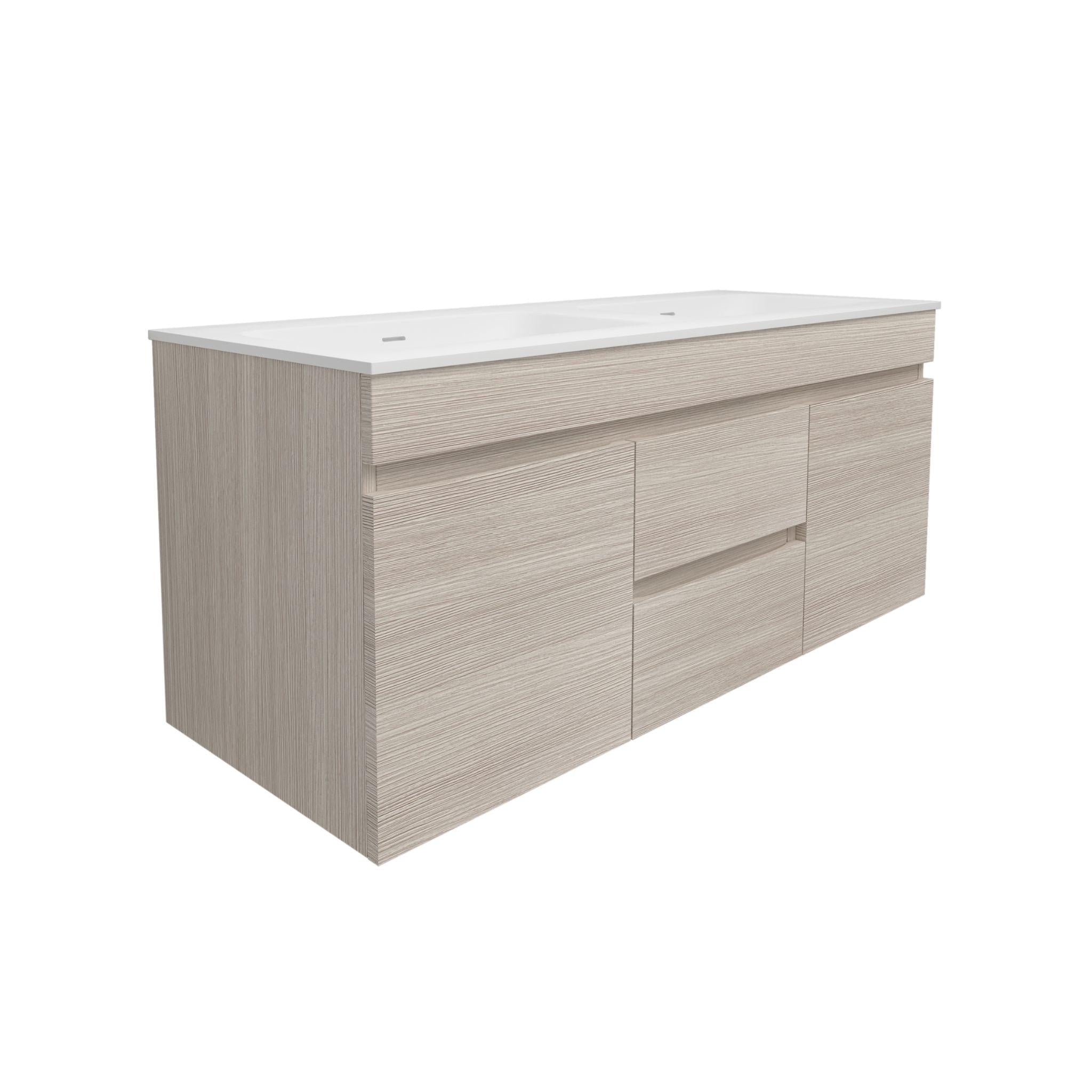 LUKKA CAMDEN MODERN COASTAL OAK 1200MM DOUBLE BOWL WALL HUNG VANITY