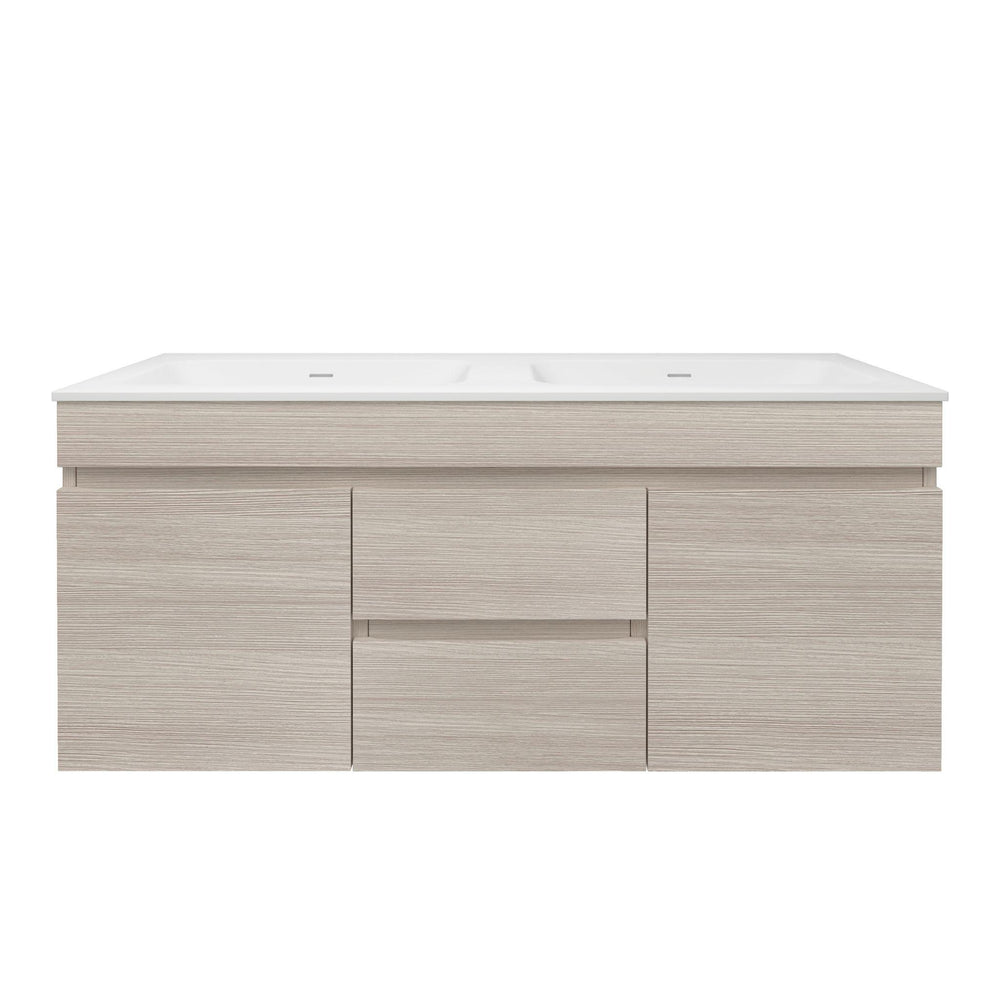 LUKKA CAMDEN MODERN COASTAL OAK 1200MM DOUBLE BOWL WALL HUNG VANITY