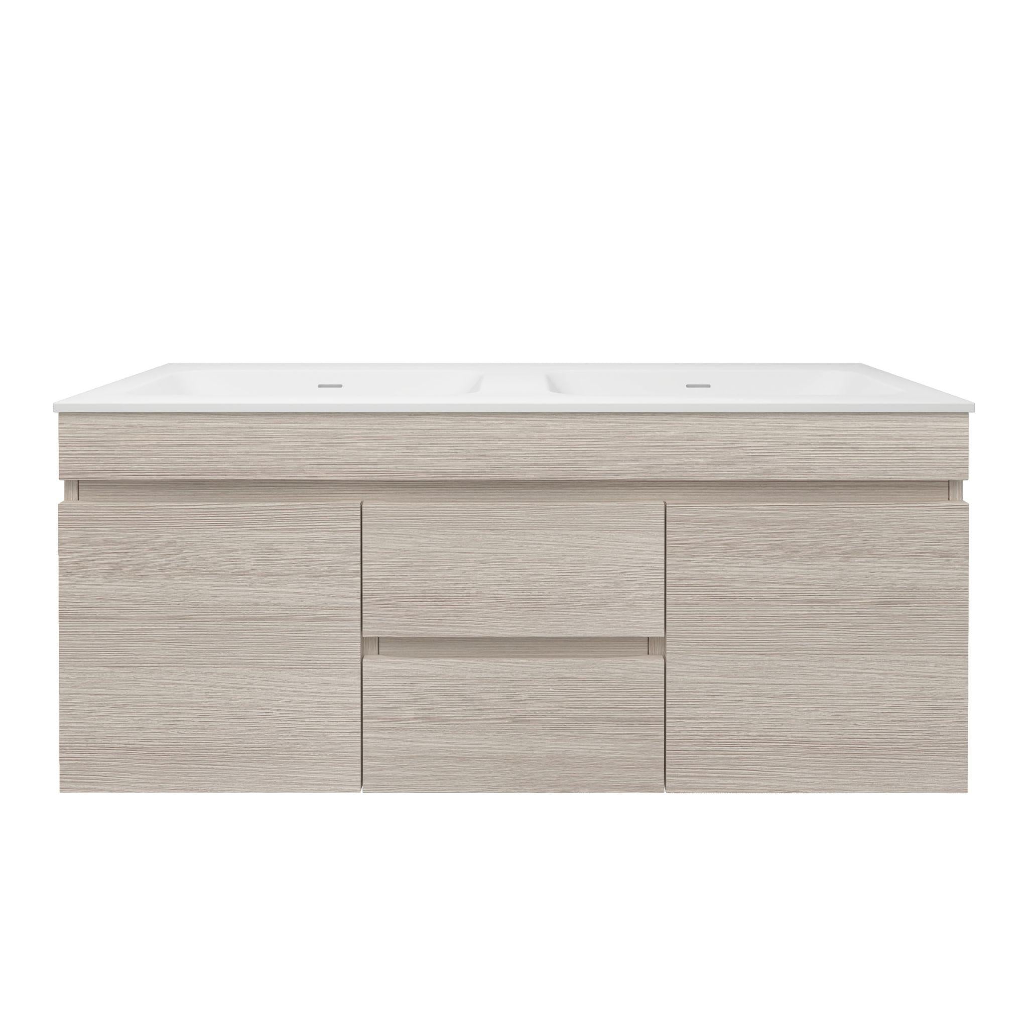 LUKKA CAMDEN MODERN COASTAL OAK 1200MM DOUBLE BOWL WALL HUNG VANITY
