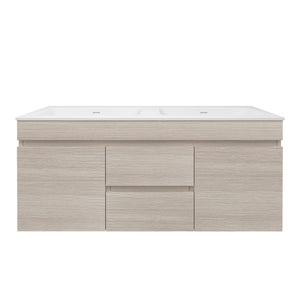 LUKKA CAMDEN MODERN COASTAL OAK 1200MM DOUBLE BOWL WALL HUNG VANITY