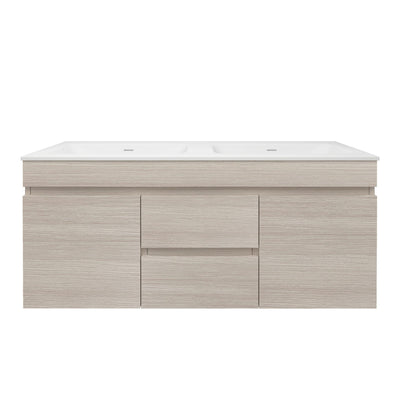 LUKKA CAMDEN MODERN COASTAL OAK 1200MM DOUBLE BOWL WALL HUNG VANITY