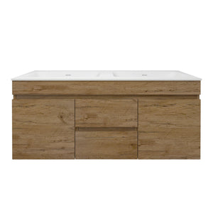 LUKKA CAMDEN MODERN PRIME OAK 1200MM DOUBLE BOWL WALL HUNG VANITY